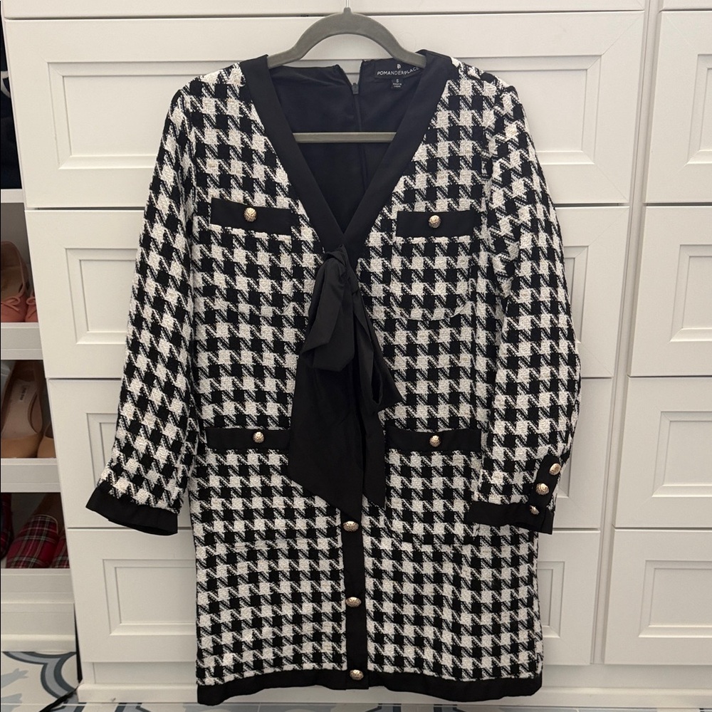 Pomander Place from Tuckernuck Black and White Houndstooth Shift Dress